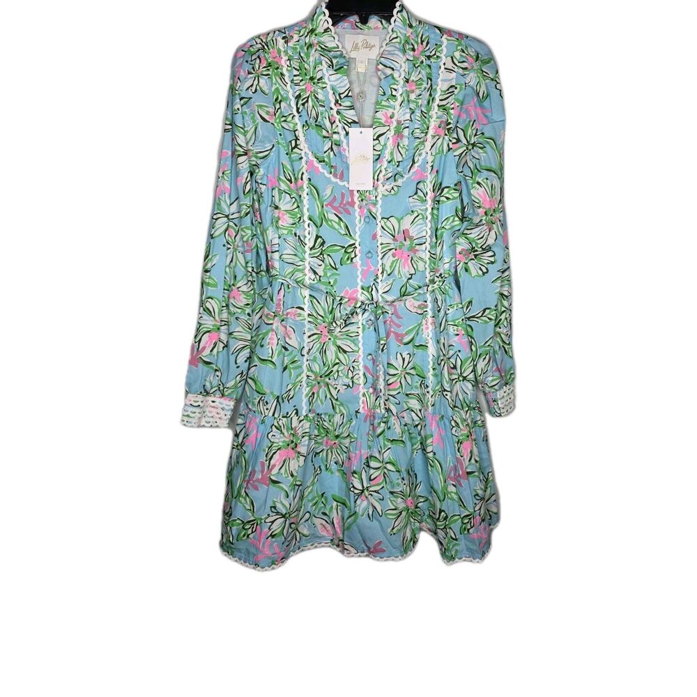 Lilly Pulitzer Womens Arletta Long Sleeve Dress Multicolor Son of a Bun Size 4